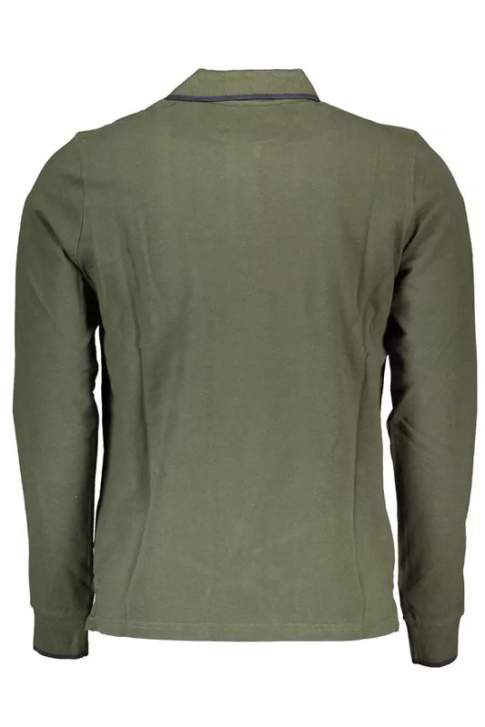 Green Cotton Men Polo Shirt