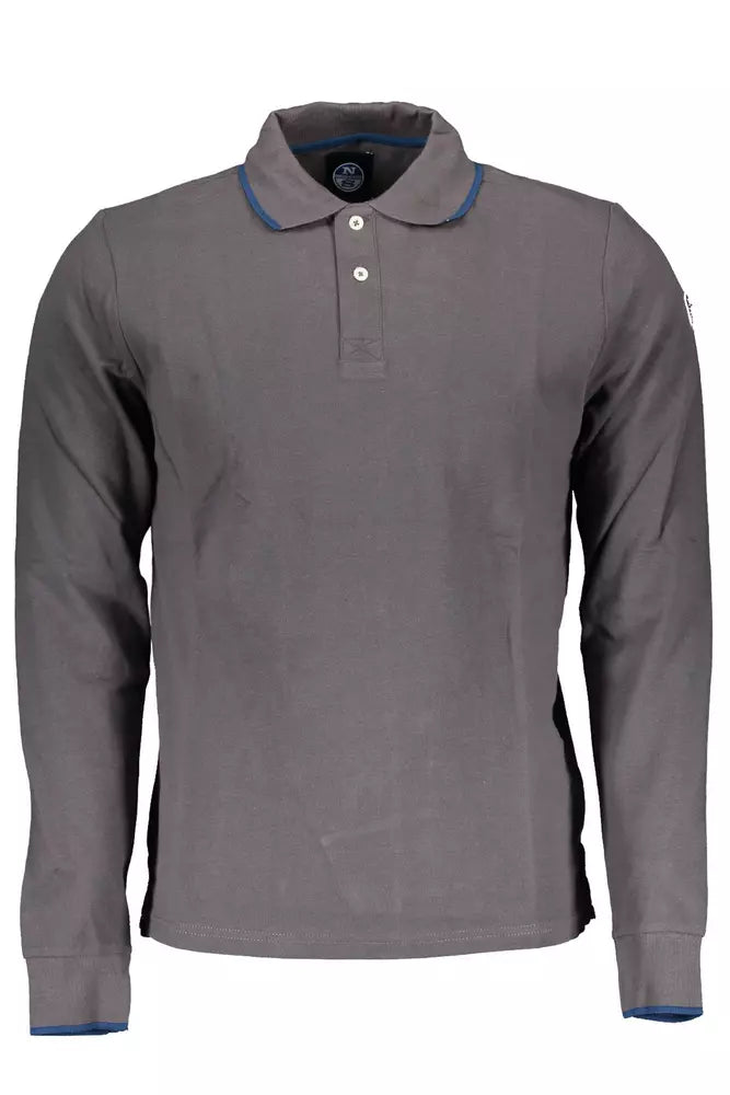Gray Cotton Men Polo Shirt