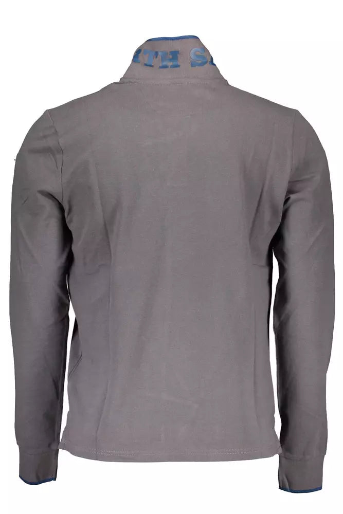 Gray Cotton Men Polo Shirt