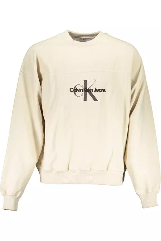 Beige Cotton Men Sweater