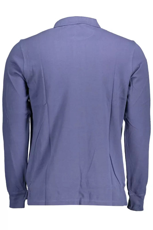 Blue Cotton Men Polo Shirt