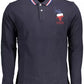 Blue Cotton Men Polo Shirt