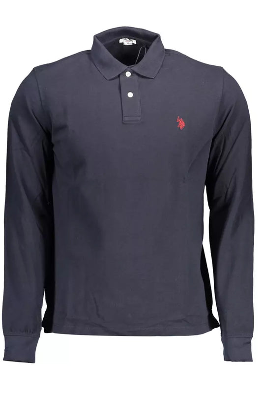 Blue Cotton Men Polo Shirt