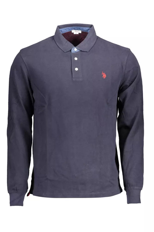 Blue Cotton Men Polo Shirt