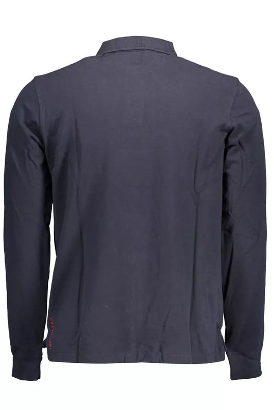Blue Cotton Men Polo Shirt