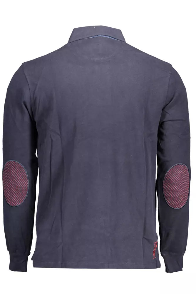 Blue Cotton Men Polo Shirt