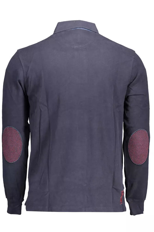 Blue Cotton Men Polo Shirt