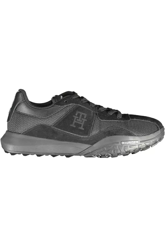 Black Polyester Men Sneaker