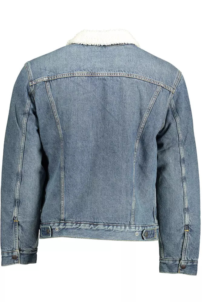 Blue Cotton Men Jacket