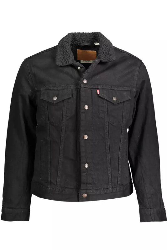 Black Cotton Men Jacket