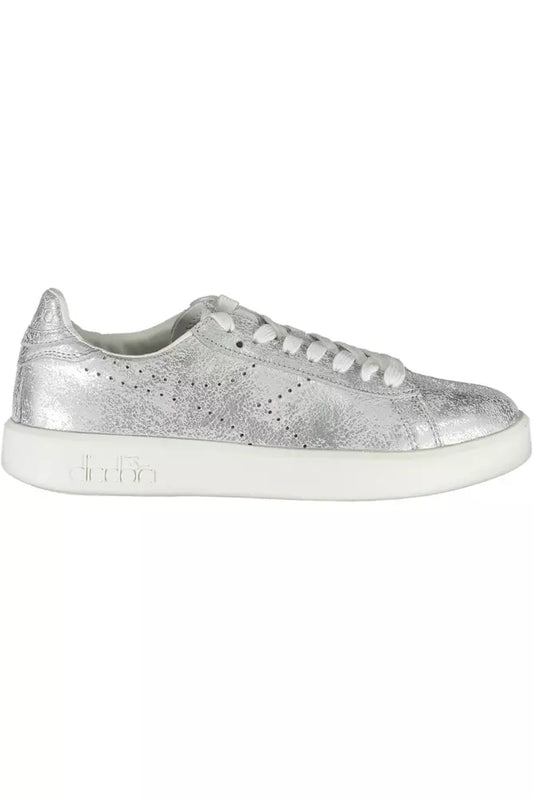Silver Leather Women Sneaker