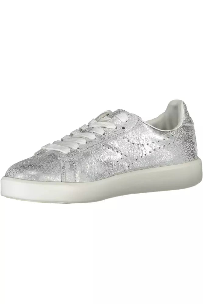 Silver Leather Women Sneaker