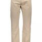 Beige Cotton Men Trouser
