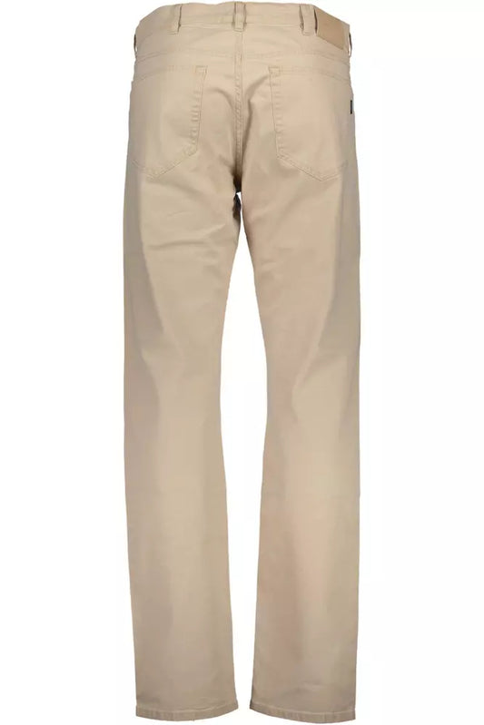 Beige Cotton Men Trouser