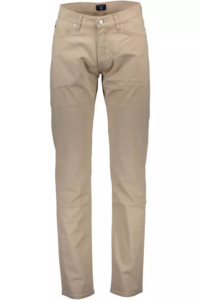 Beige Cotton Men Pant