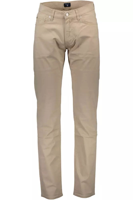 Beige Cotton Men Pant