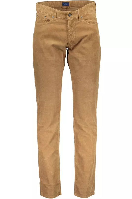 Brown Cotton Men Trouser