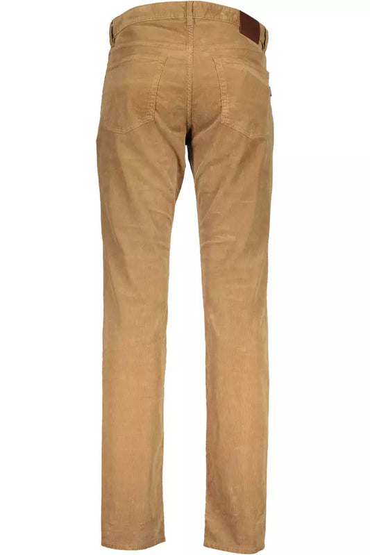 Brown Cotton Men Trouser