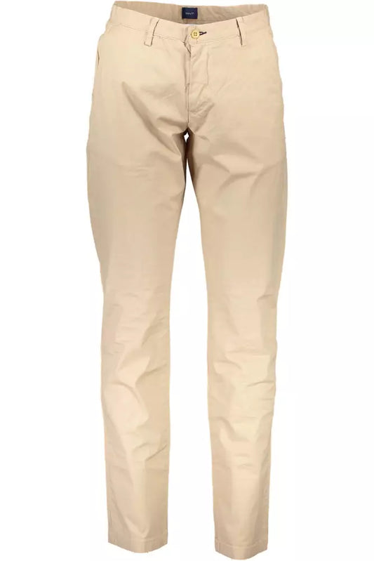 Beige Cotton Men Pant