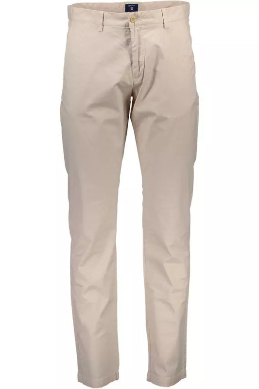 Beige Cotton Men Pants