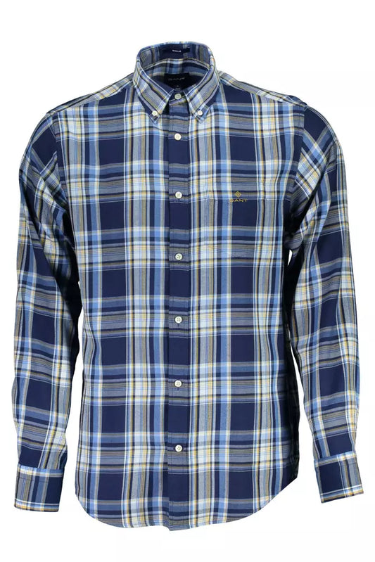 Blue Cotton Men Shirt