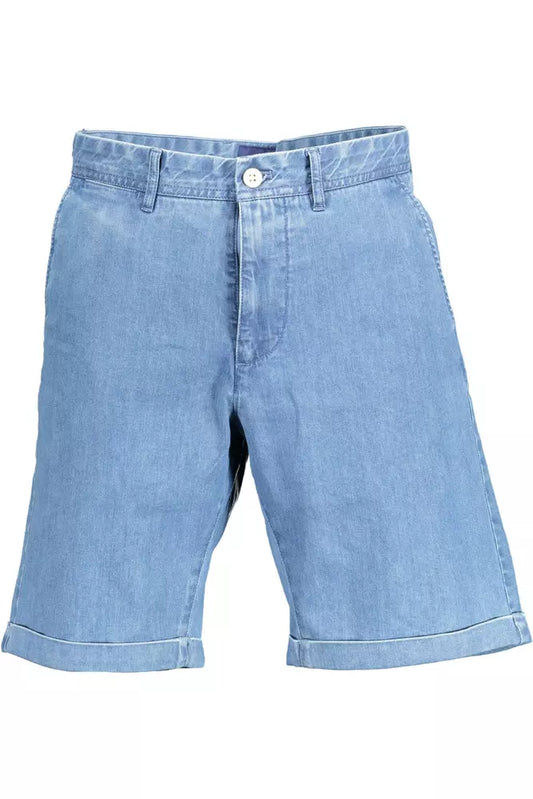 Light Blue Cotton Men Bermuda