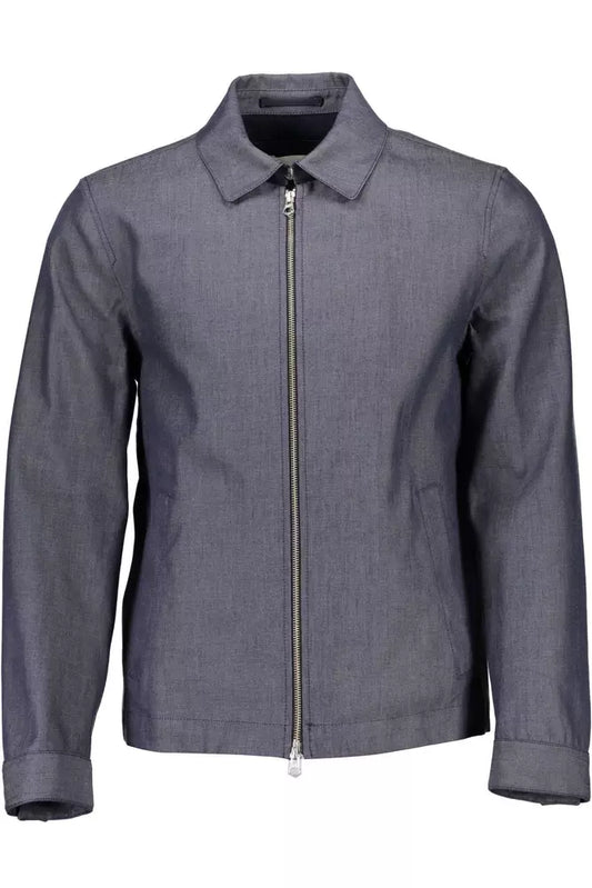 Blue Cotton Men Jacket