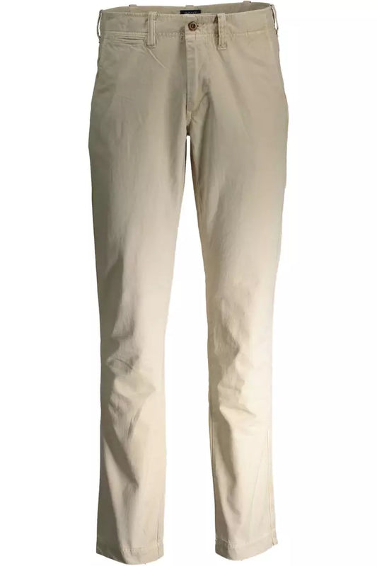 Beige Cotton Men Pant