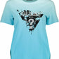 Light Blue Cotton Women T-Shirt