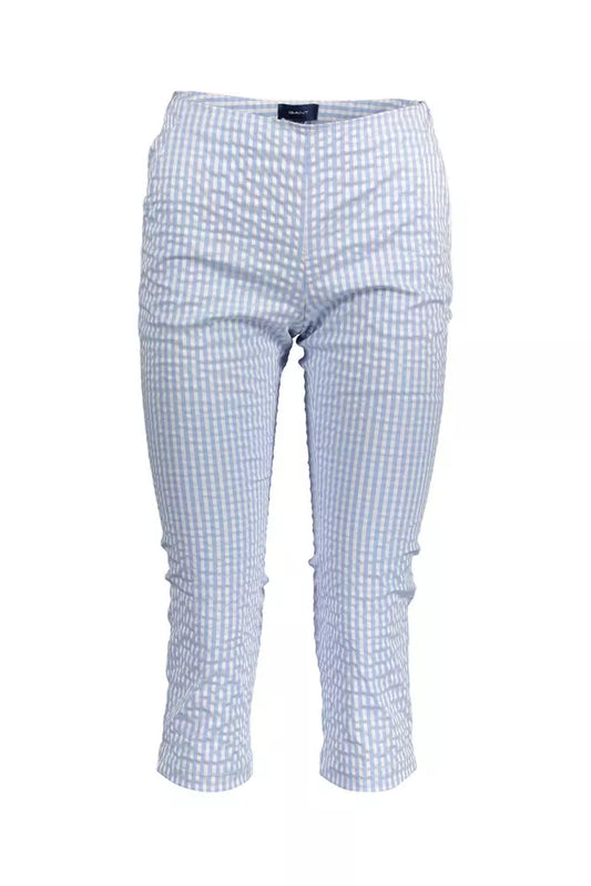 Light Blue Polyester Women Pant