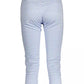 Light Blue Polyester Women Pant