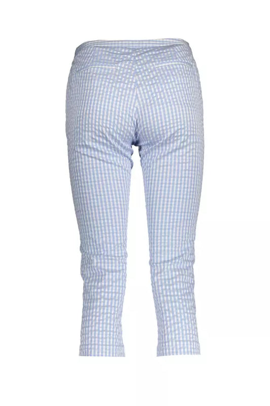 Light Blue Polyester Women Pant
