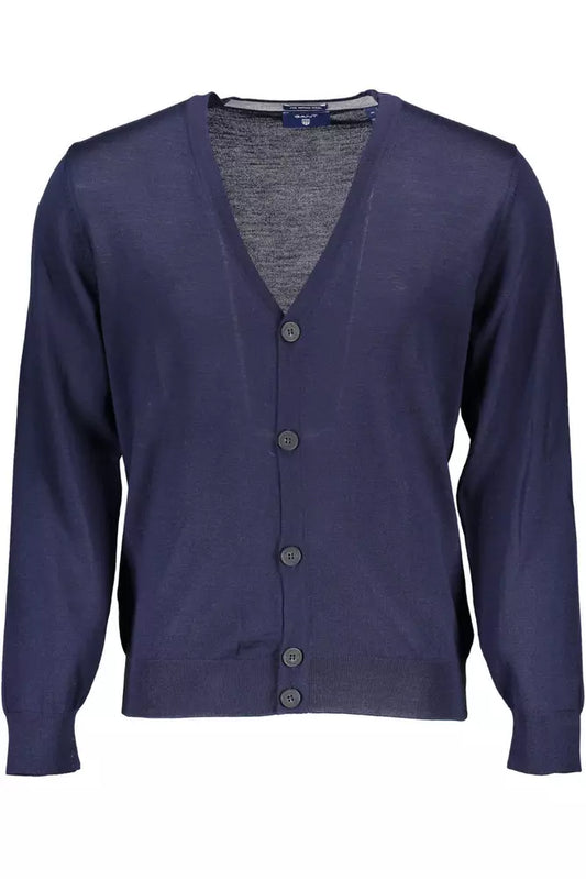 Blue Wool Men Cardigan