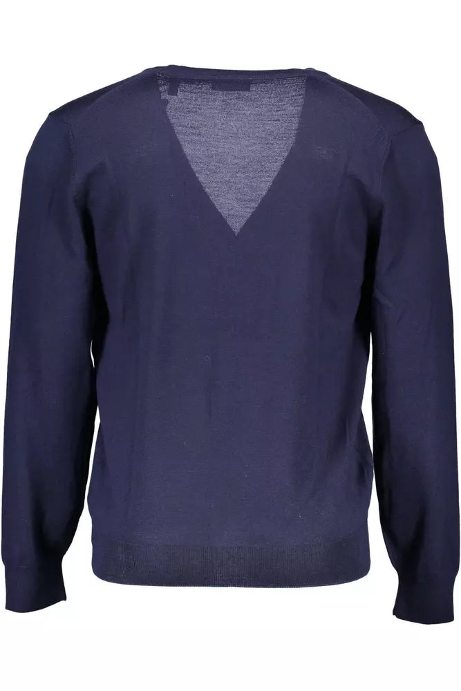 Blue Wool Men Cardigan