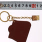 Brown Leather Miss SICILY Gold Finder Chain Keychain