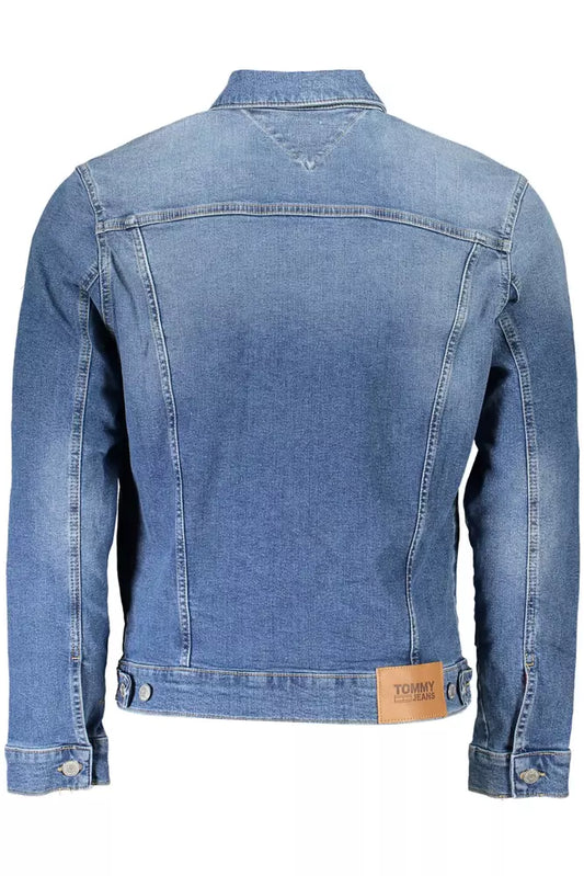 Blue Cotton Men Jacket