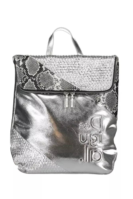 Silver Polyethylene Women Backpack