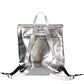 Silver Polyethylene Women Backpack