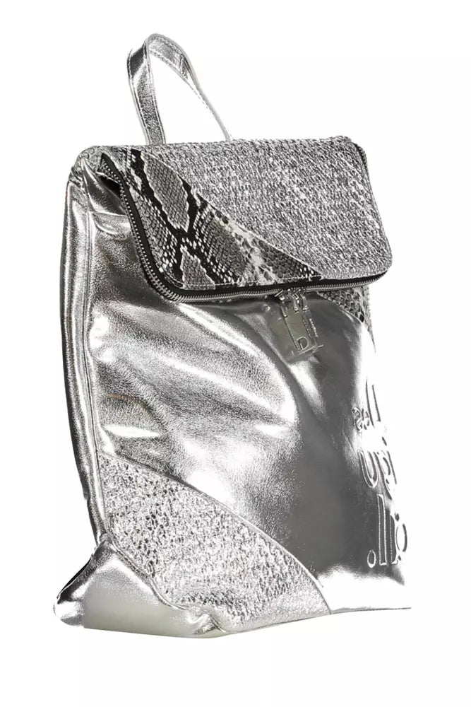 Silver Polyethylene Women Backpack