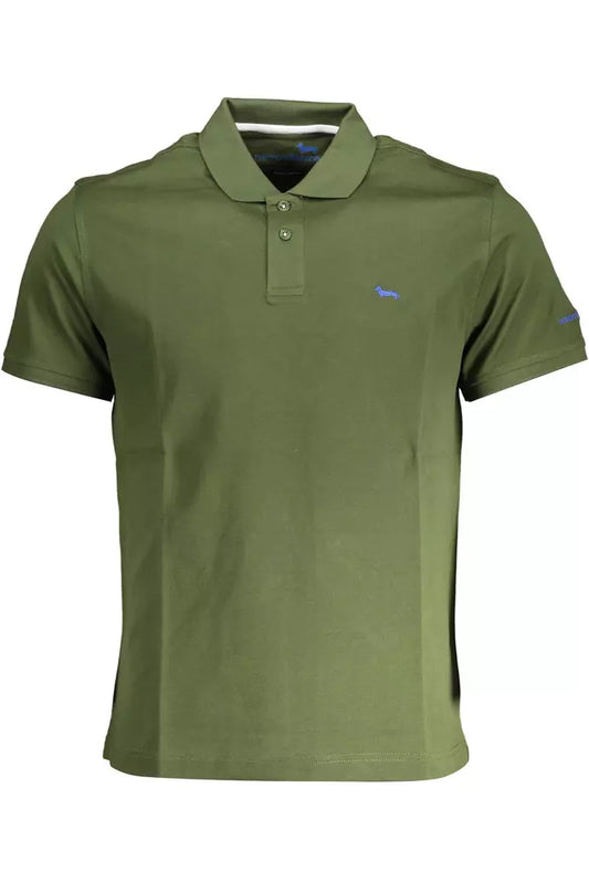 Green Cotton Men Polo Shirt