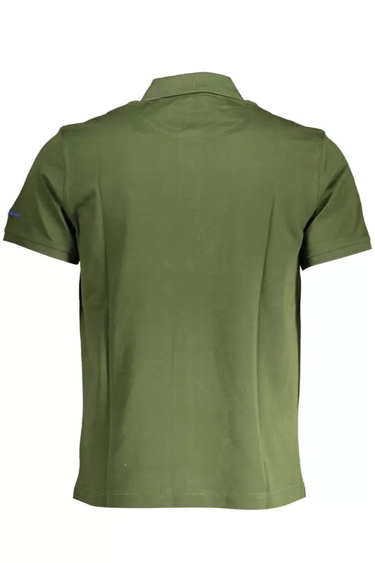Green Cotton Men Polo Shirt
