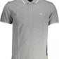 Gray Cotton Men Polo Shirt