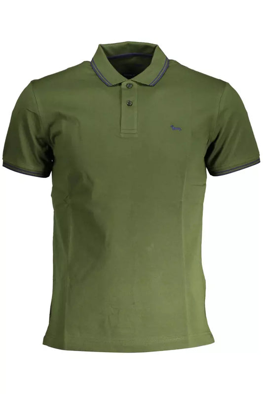 Green Cotton Men Polo Shirt