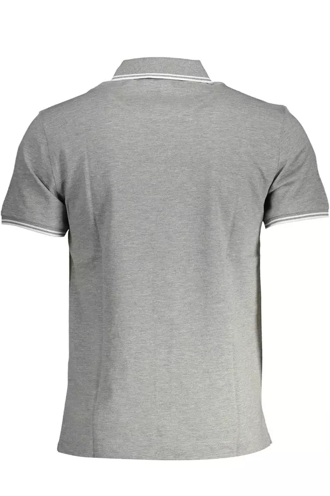 Gray Cotton Men Polo Shirt