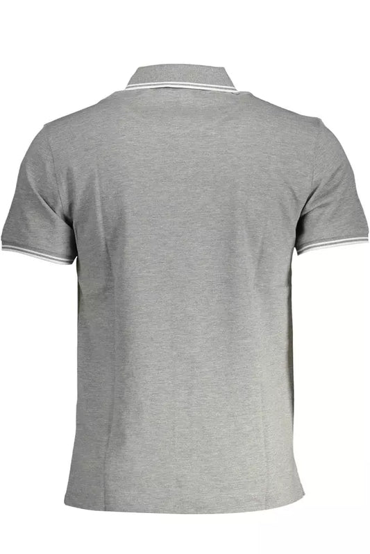 Gray Cotton Men Polo Shirt