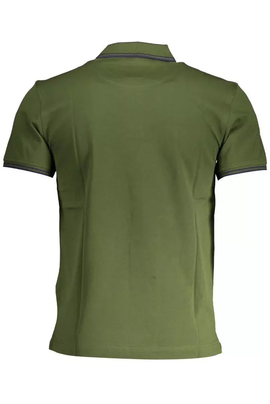 Green Cotton Men Polo Shirt