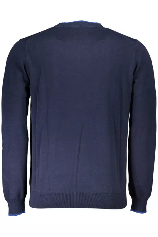 Blue Cotton Men Sweater
