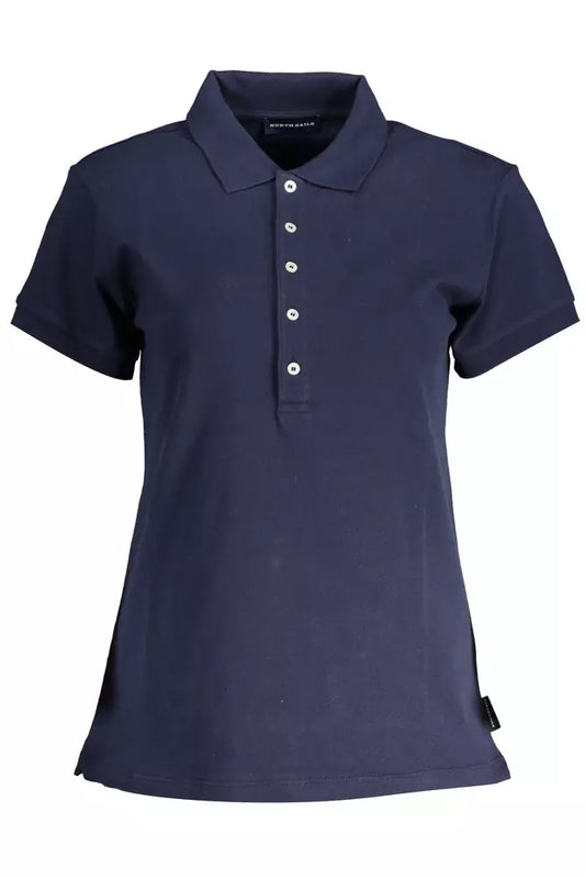 Blue Cotton Women Polo Shirt