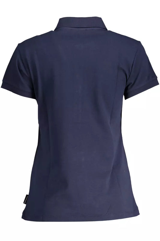 Blue Cotton Women Polo Shirt
