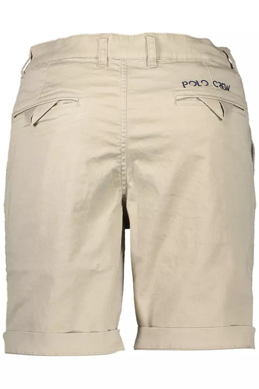 Beige Cotton Men Bermuda